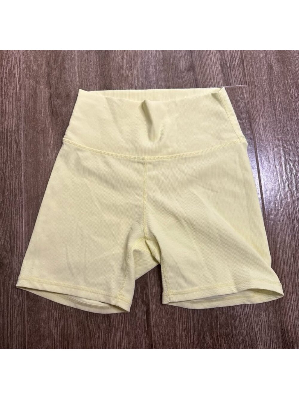 Wilo The Label Anthropologie butter yellow ribbed bike shorts S